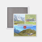 zCH045 JUNGFRAU EISENBAHN Schweiz, Kühlschrank Magnet (Vorderseite/Rückseite)