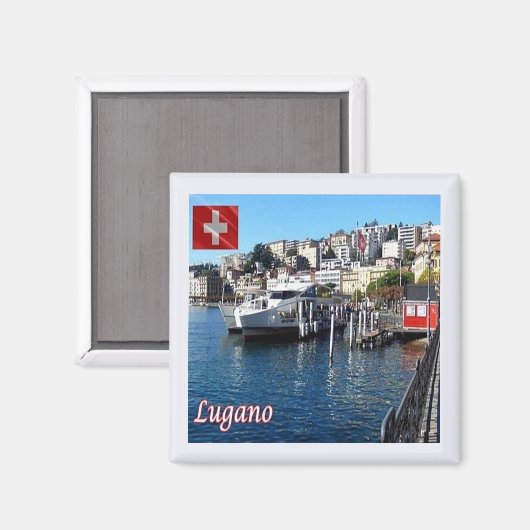 zCH048 LUGANO Schweiz - Kühlschrankmagnet (Vorderseite/Rückseite)