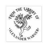 ZChinese Dragon Loong #5 Round Library Book Name Permastempel (Design)