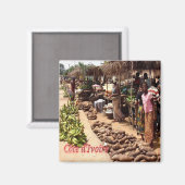 zCI007 IVORY COAST, traditioneller Markt, Kühlschr Magnet (Vorderseite/Rückseite)