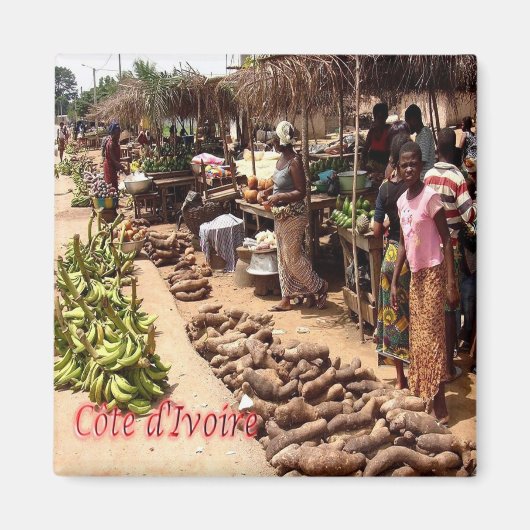 zCI007 IVORY COAST, traditioneller Markt, Kühlschr Magnet (Vorne)