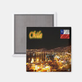 zCL015 CHILE, Valparaiso, Nachtblick, Chile, Kühls Magnet (Vorderseite/Rückseite)