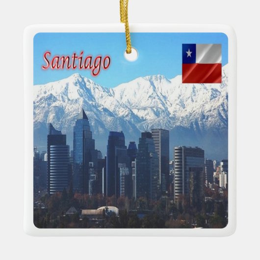 zCL018 SANTIAGO Skyline, Amerika, Keramikornament (Vorderseite)