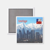 zCL018 SANTIAGO Skyline, Amerika, Kühlschrankmagne Magnet (Vorderseite/Rückseite)