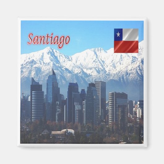 zCL018 SANTIAGO Skyline, Amerika, Kühlschrankmagne Magnet (Vorne)