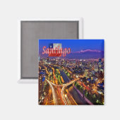 zCL019 SANTIAGO, Nachtsicht, Chile, Kühlschrank Magnet (Vorderseite/Rückseite)