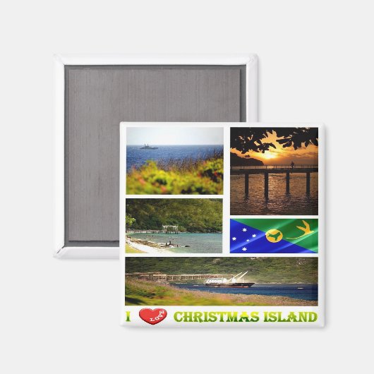 zCX003 CHRISTMAS ISLAND, I Liebe, Mosaik, Kühlschr Magnet (Vorderseite/Rückseite)