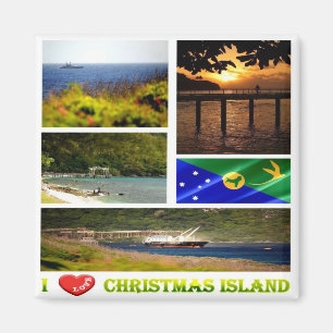 zCX003 CHRISTMAS ISLAND, I Liebe, Mosaik, Kühlschr Magnet