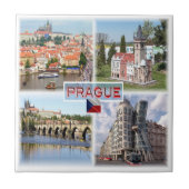 zCZ003 PRAGUE Castle Old Town Hall Charles Bridge  Fliese (Vorderseite)