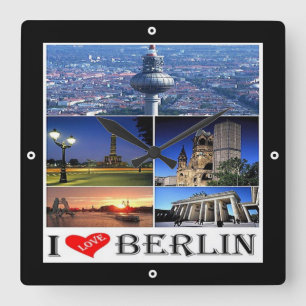 zDE020 BERLIN I LIEBE Deutschland, Quadratische Wanduhr
