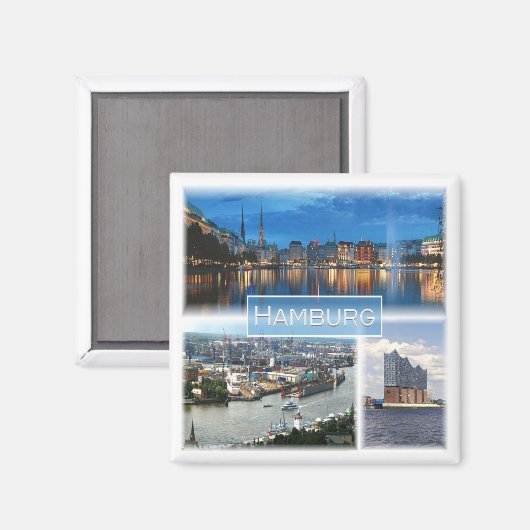 zDE021 HAMBURG Deutschland, Kühlschrank Magnet (Vorderseite/Rückseite)