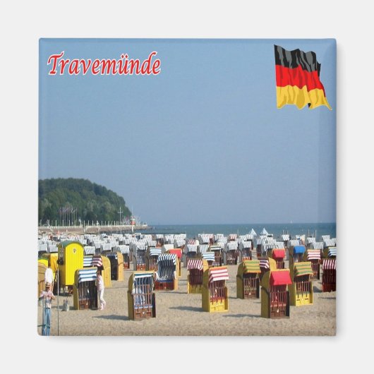 zDE035 TRAVEMÜNDE BEACH Deutschland, Kühlschrank Magnet (Vorne)
