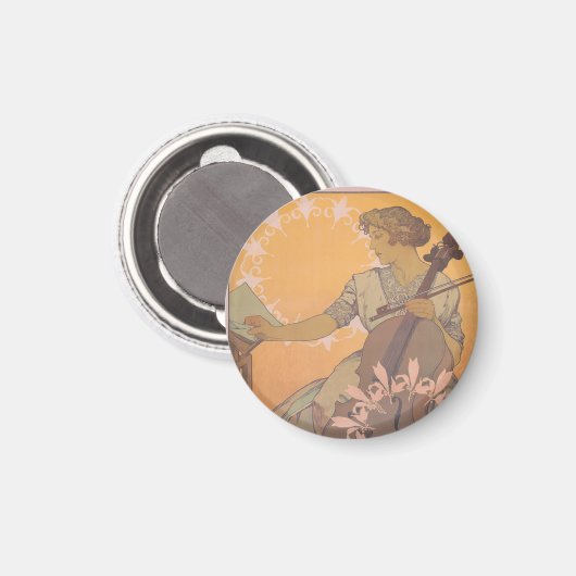 Zdenka Cerny Poster von Alphonse Mucha Magnet (Vorderseite/Rückseite)