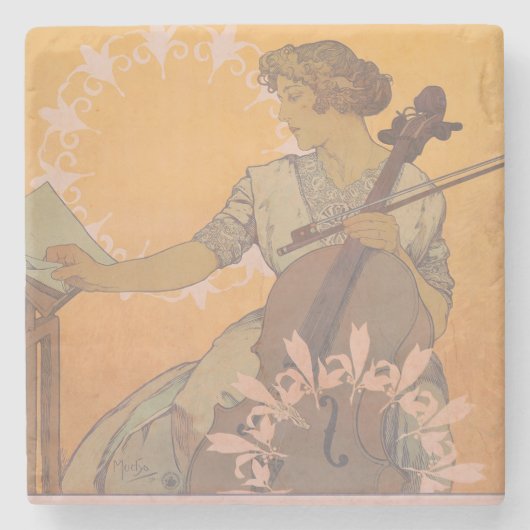Zdenka Cerny Poster von Alphonse Mucha Steinuntersetzer (Vorderseite)