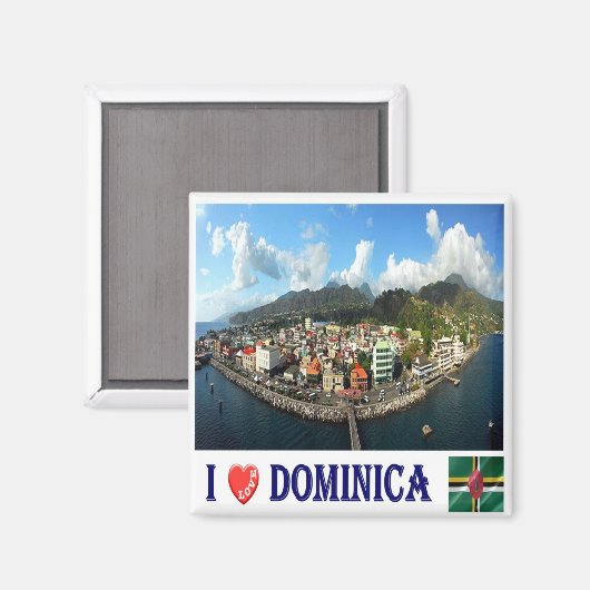 ZDM008 DOMINICA, I Liebe, Roseau Wide, Kühlschrank Magnet (Vorderseite/Rückseite)