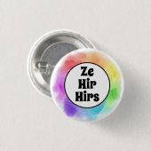 Ze Hir Hirs Pronouns im Wasserfarbkreis Button (Vorne & Hinten)