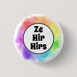 Ze Hir Hirs Pronouns im Wasserfarbkreis Button