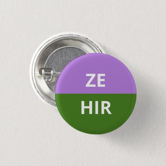 Ze/Hir Pronomina Genderqueer Abzeichen Button (Vorne & Hinten)