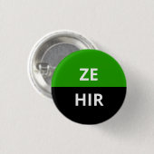 Ze/Hir Pronomina Neutrois Abzeichen Button (Vorne & Hinten)