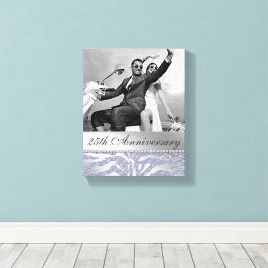 Zebra 25-jähriges Foto Leinwand Silver (Insitu (Holzboden))