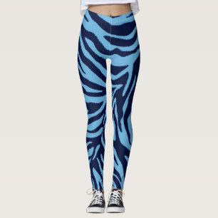 Zebra 3 Tierdruck in Blautönen Leggings