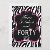 Zebra 40 und Fabulous Bling Geburtstag Einladung (Vorderseite)