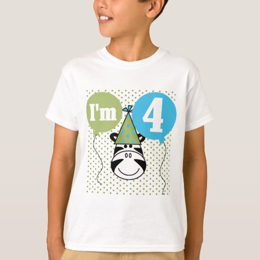 Zebra 4. Geburtstag T - Shirt und Geschenke (Vorderseite)