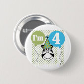 Zebra 4. Geburtstag T - Shirt und Geschenke Button (Vorne & Hinten)