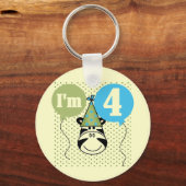 Zebra 4. Geburtstag T - Shirt und Geschenke Schlüsselanhänger (Vorderseite)