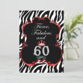Zebra 60 und Fabulous Bling Geburtstag Einladung (Stehend Vorderseite)