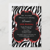 Zebra 60 und Fabulous Bling Geburtstag Einladung (Rückseite)