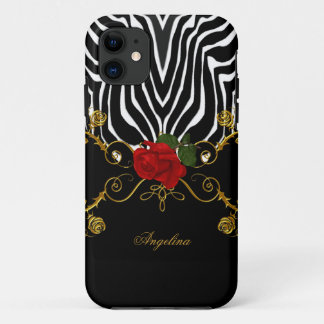 Zebra Abstrakte Rose Red Schwarz-weiß Gold Case-Mate iPhone Hülle