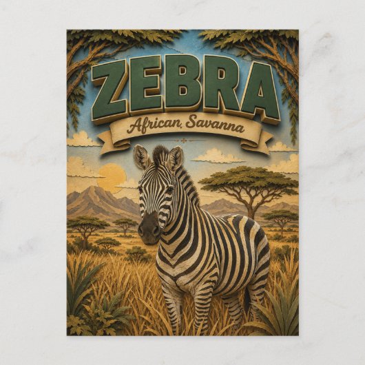 Zebra African Savanna POPCUT Postkarte (Vorderseite)