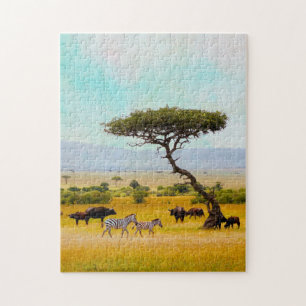 Zebra African Savanna Tiere Reisen im Freien Puzzle
