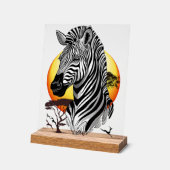 Zebra African Savanna Wild Animal Acrylschild (Winkel)
