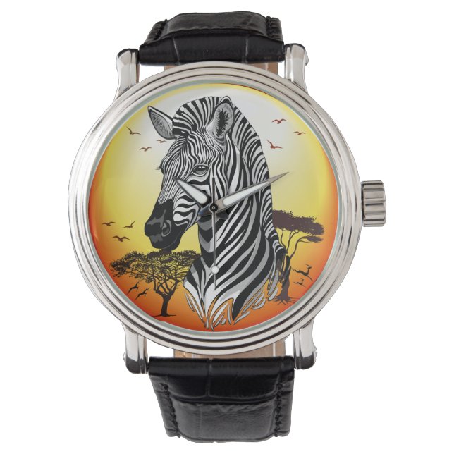 Zebra African Savanna Wild Animal Armbanduhr (Vorderseite)