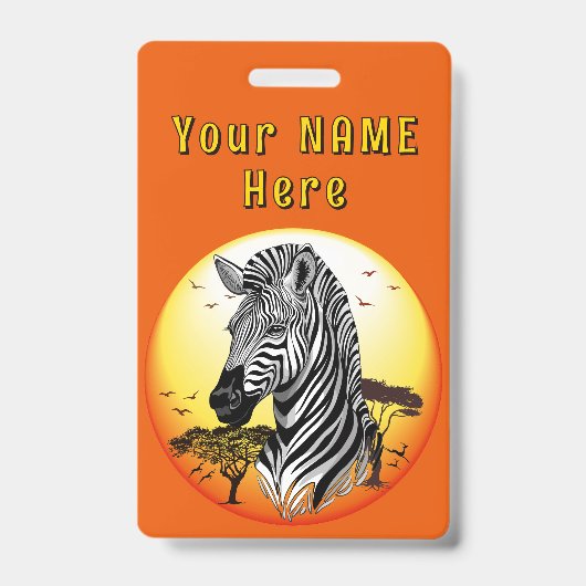 Zebra African Savanna Wild Animal Ausweis (Vorderseite)