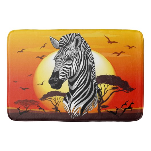 Zebra African Savanna Wild Animal Badematte (Vorderseite)
