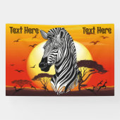 Zebra African Savanna Wild Animal Banner (Horizontal)