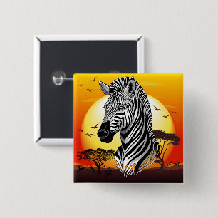 Zebra African Savanna Wild Animal Button