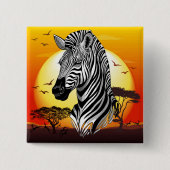 Zebra African Savanna Wild Animal Button (Vorderseite)