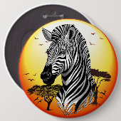 Zebra African Savanna Wild Animal Button (Vorne & Hinten)