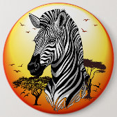 Zebra African Savanna Wild Animal Button (Vorderseite)