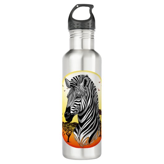 Zebra African Savanna Wild Animal Edelstahlflasche (Vorderseite)