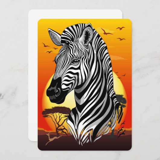 Zebra African Savanna Wild Animal Einladung (Vorne/Hinten)