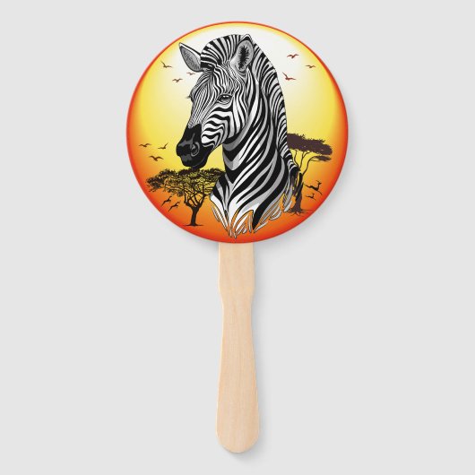 Zebra African Savanna Wild Animal Fächer (Rückseite)