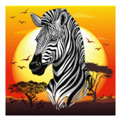 Zebra African Savanna Wild Animal Fotodruck (Vorne)