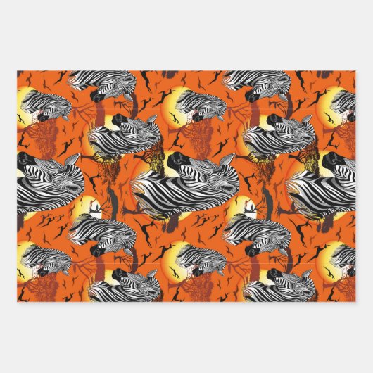 Zebra African Savanna Wild Animal Geschenkpapier Set (Vorderseite 2)