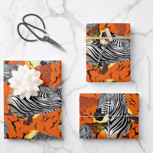 Zebra African Savanna Wild Animal Geschenkpapier Set (Vorderseite)
