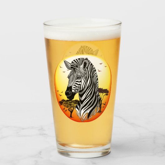 Zebra African Savanna Wild Animal Glas (Vorne (Gefüllt))